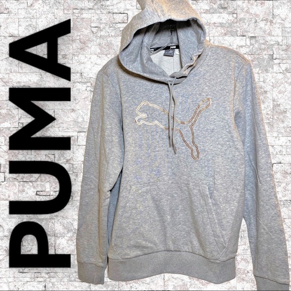 NWOT PUMA Metallic Rose Gold Foil Double Cat Logo Hoodie, Size Medium - Picture 5 of 5